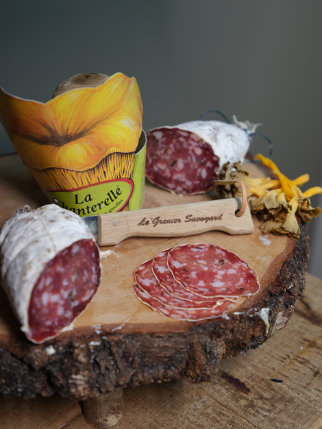 Saucisson aux chanterelles (salaison Mont Charvin)